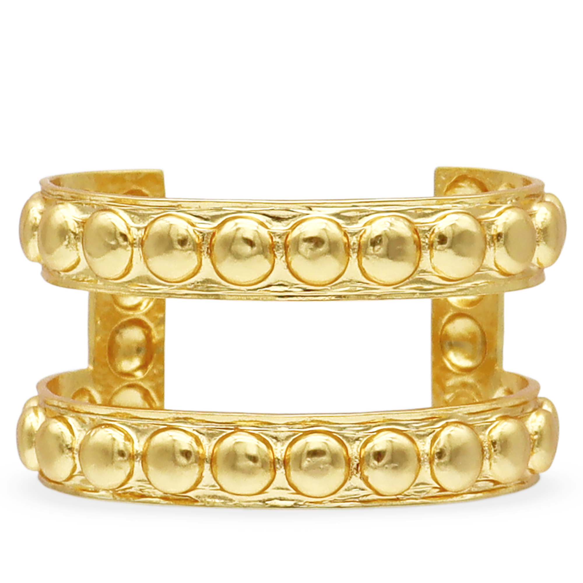 Roman Style Two Row Cuff - 24K Gold Plated