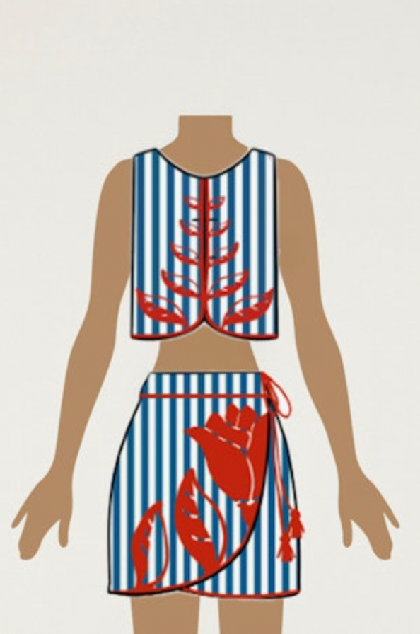 Sky Stripes Blue Sleeveless Crop Top