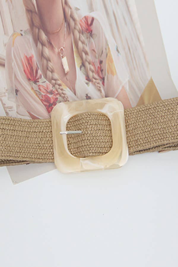 Woven Straw Resin Buckle Belt
