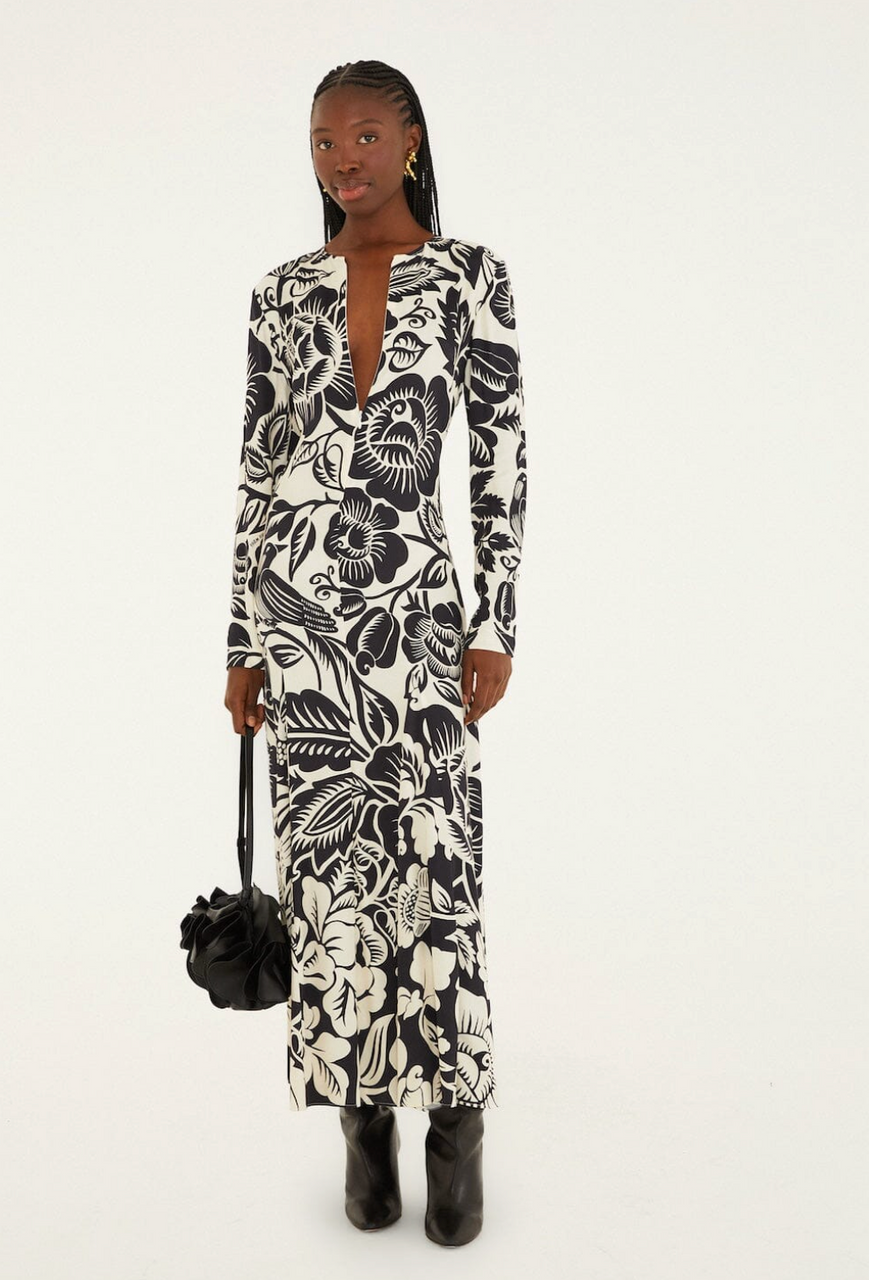 Cashews and Birds Winterwhite Maxi