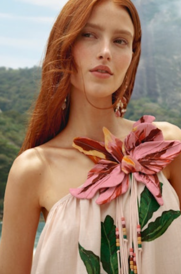 Garden Terrace Pink One Shoulder Maxi Dress