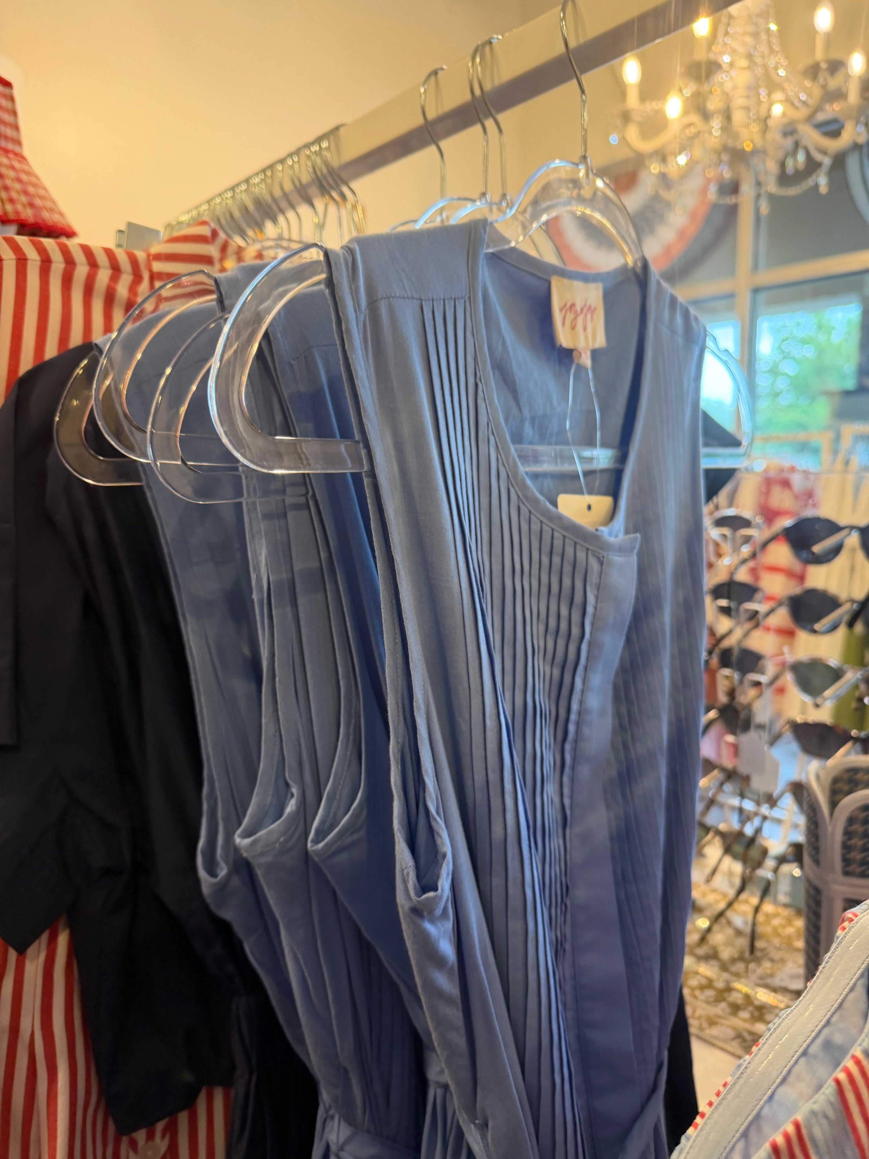Mini Pleated Midi in Light Blue