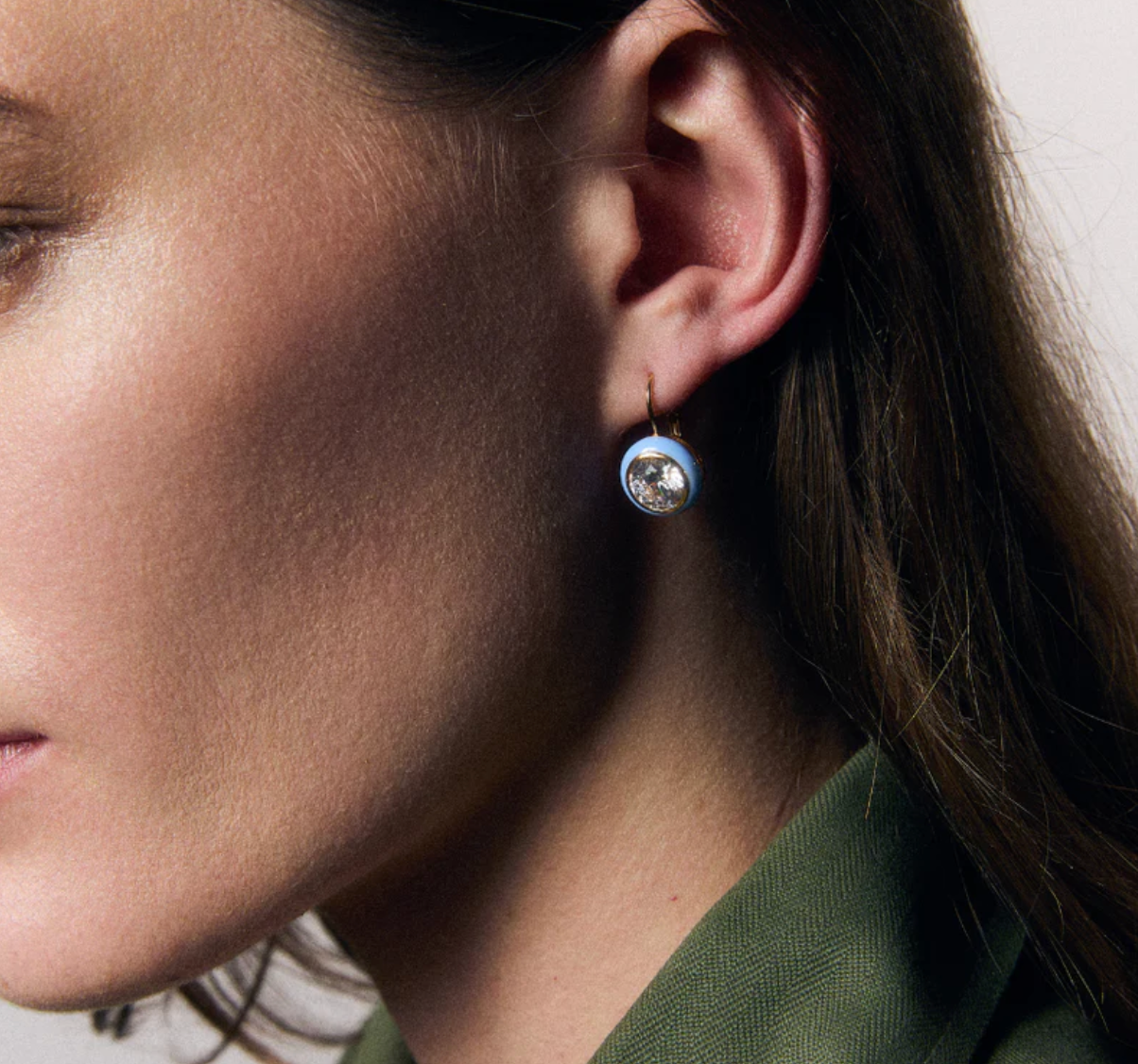 Enamel Bezel Drop Earring