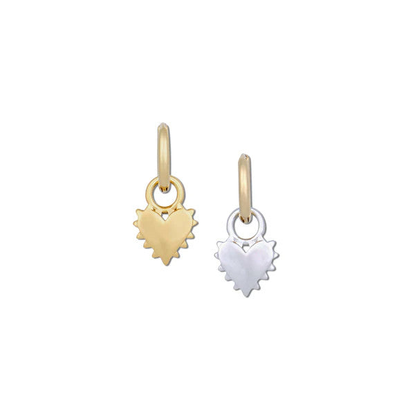 Two Toned Spikey Heart Huggies