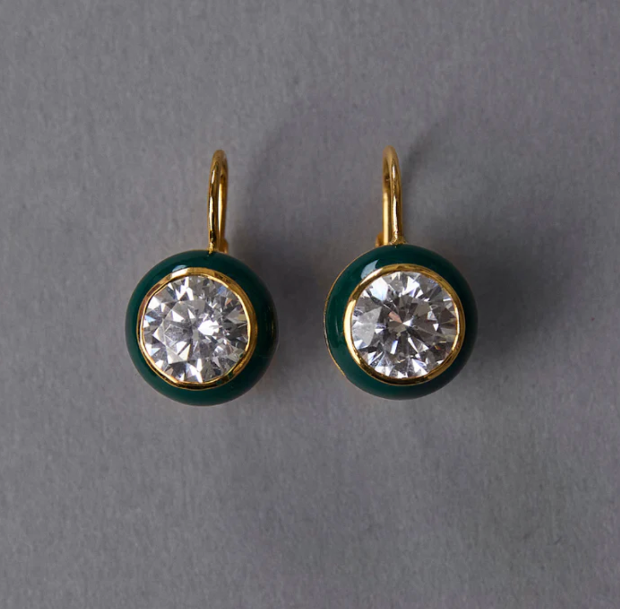 Enamel Bezel Drop Earring