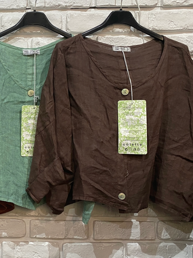 3/4 Sleeve Linen Jacket Top