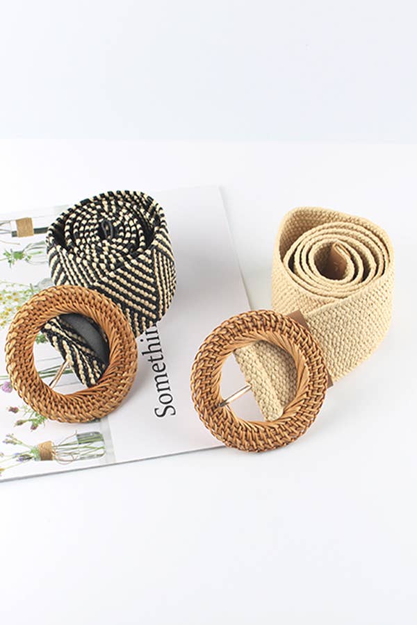Simple Round Woven Buckle Belt