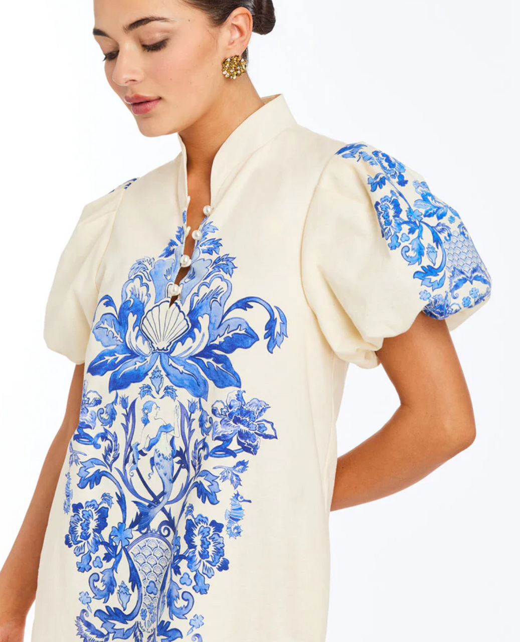 Elliana Mini Dress in Mermaid Trellis