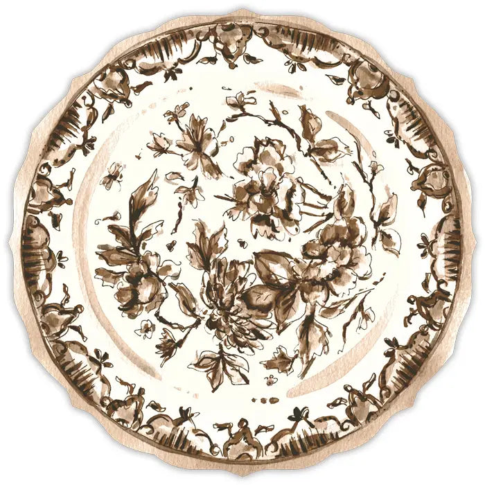 Handpainted Brown Chinoserie Plate Posh Die-Cut Placemat