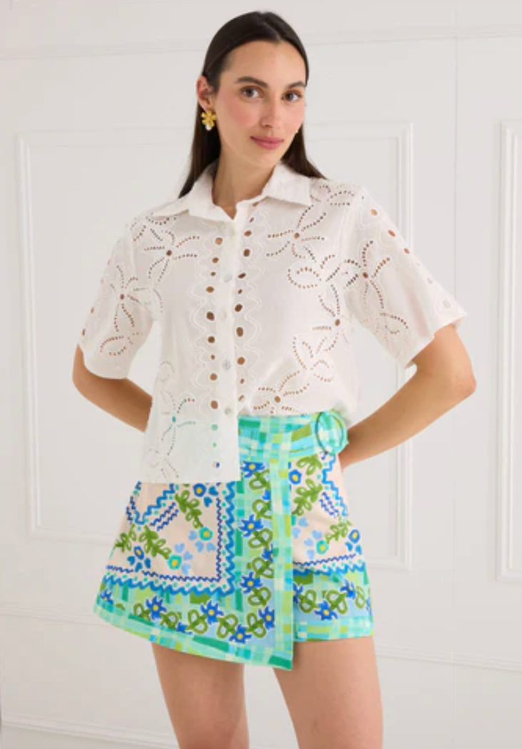 Vera Skort in Blue Floral Folk
