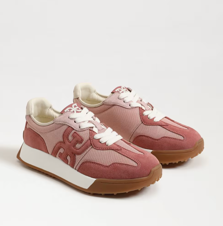 Langley Lace Up Sneaker in Blush/Multi Mesh/Suede