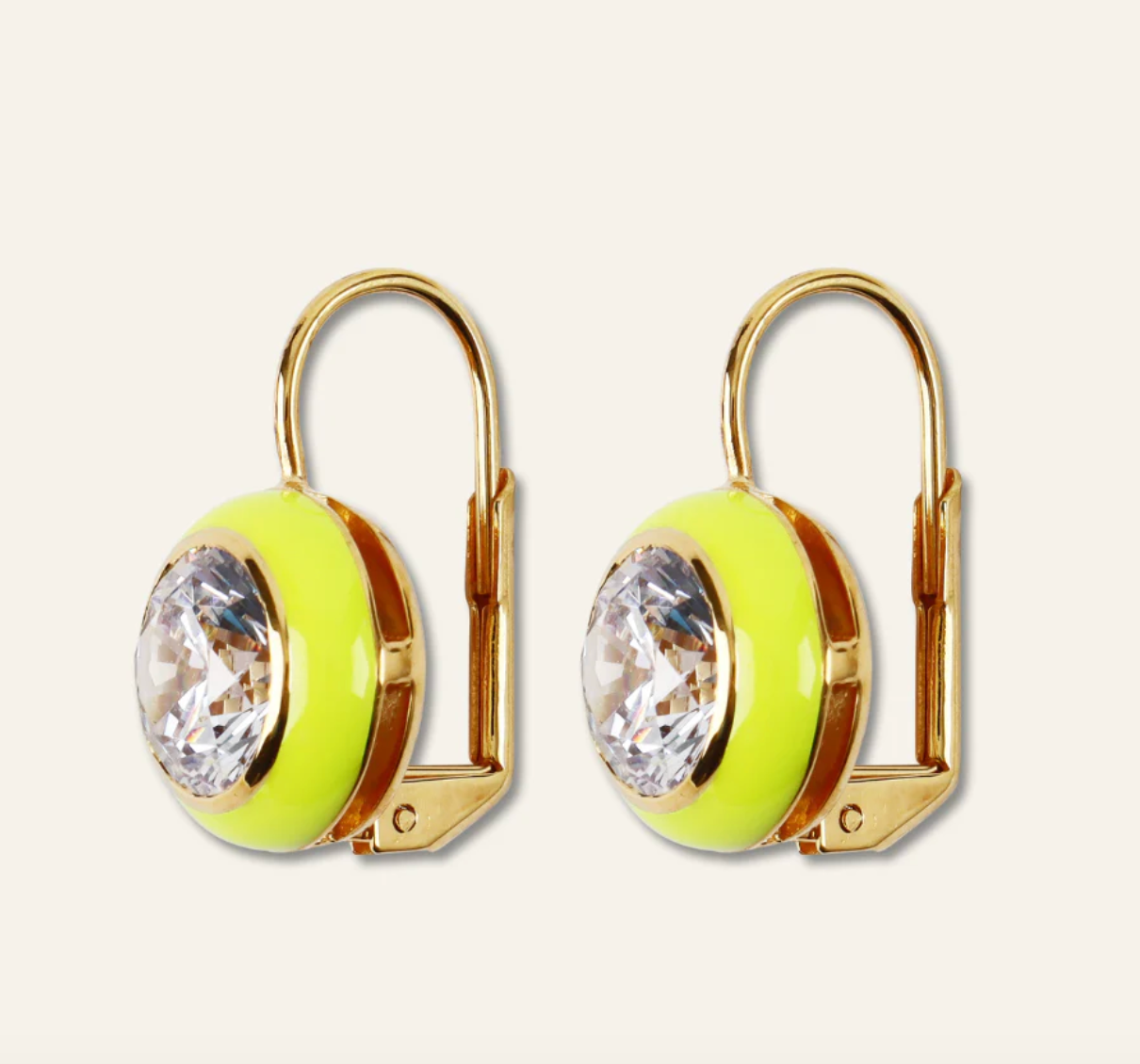 Enamel Bezel Drop Earring