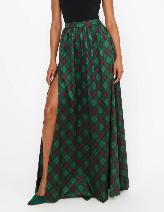 Monroe Maxi Skirt in Mistletoe Plaid