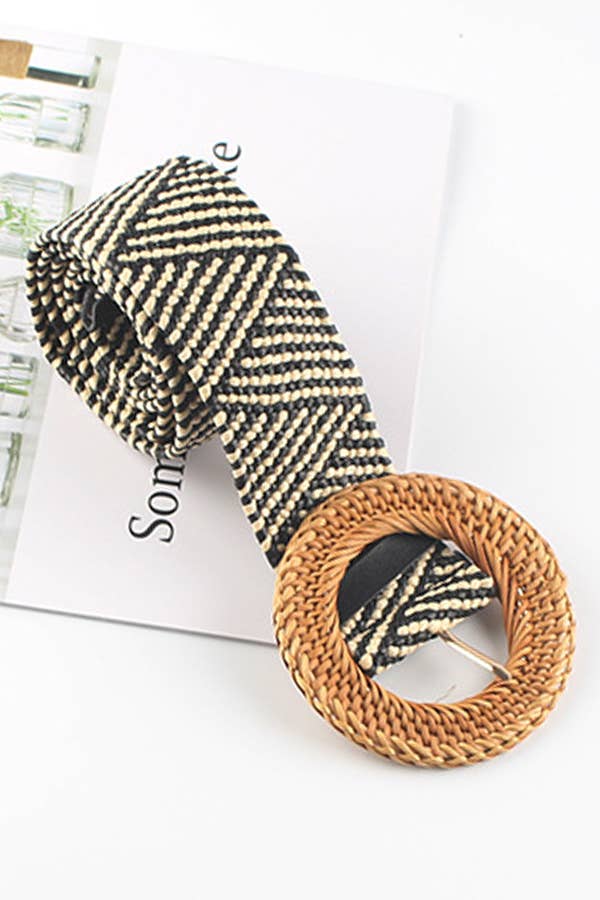 Simple Round Woven Buckle Belt