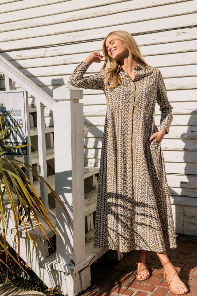 Classic Shirt Dress in Driftwood