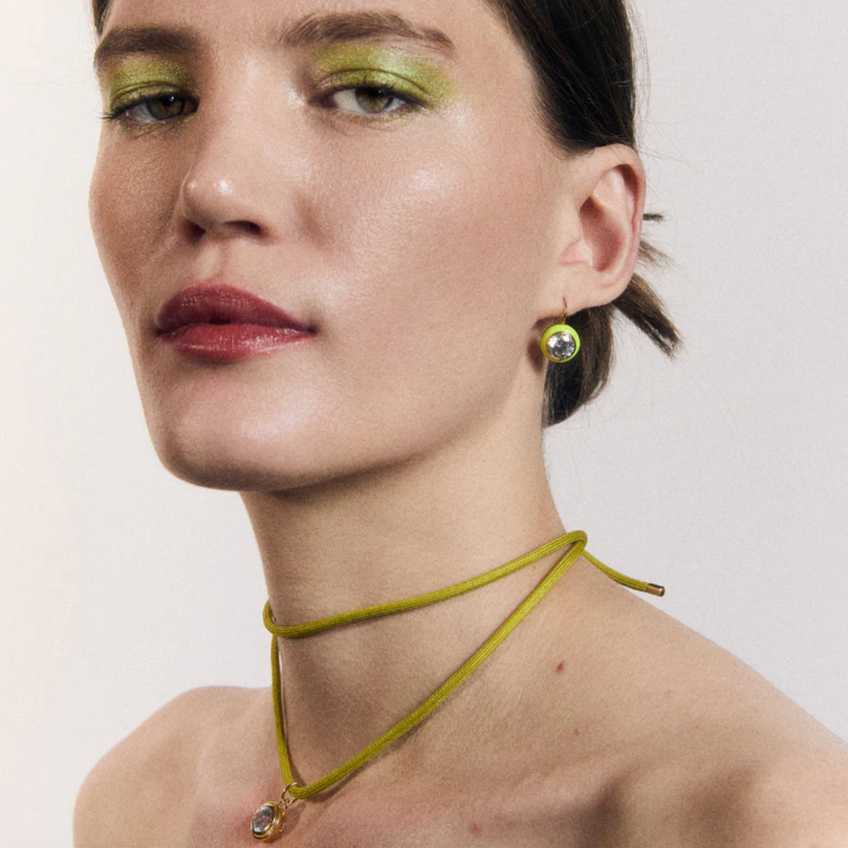 Enamel Bezel Drop Earring