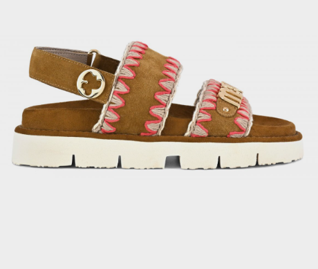 Bio Sandal Overstitch in Cognac