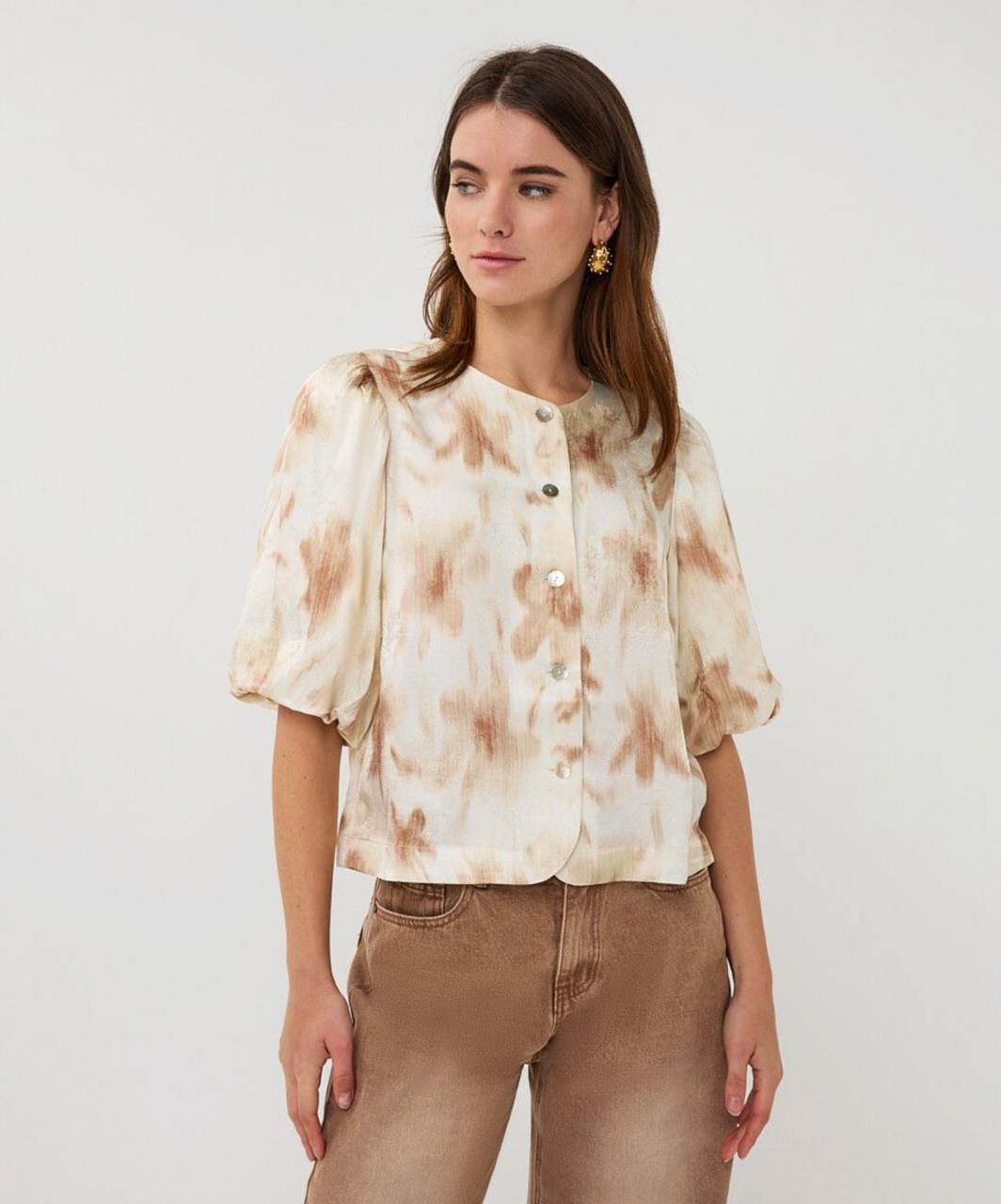 Blouse Balloon Sleeve in Scarlet Flowerpower