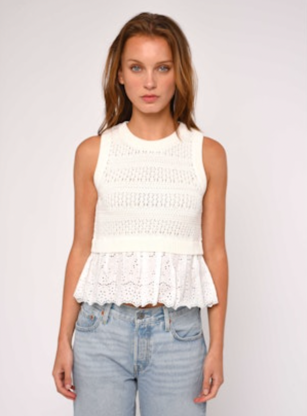 Ebba Sweater Tank in White
