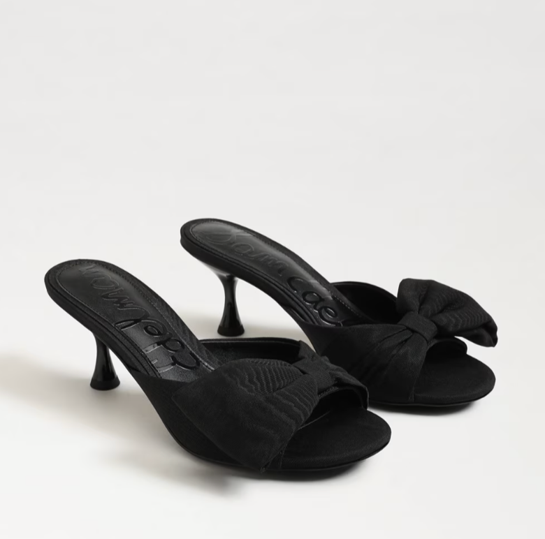 Ragan Kitten Heel Sandal in Black Fabric