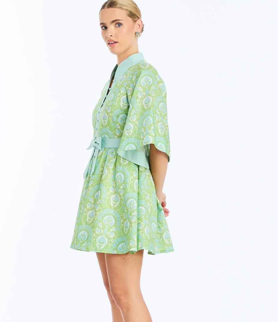Carmen Mini Dress Trellis Verte