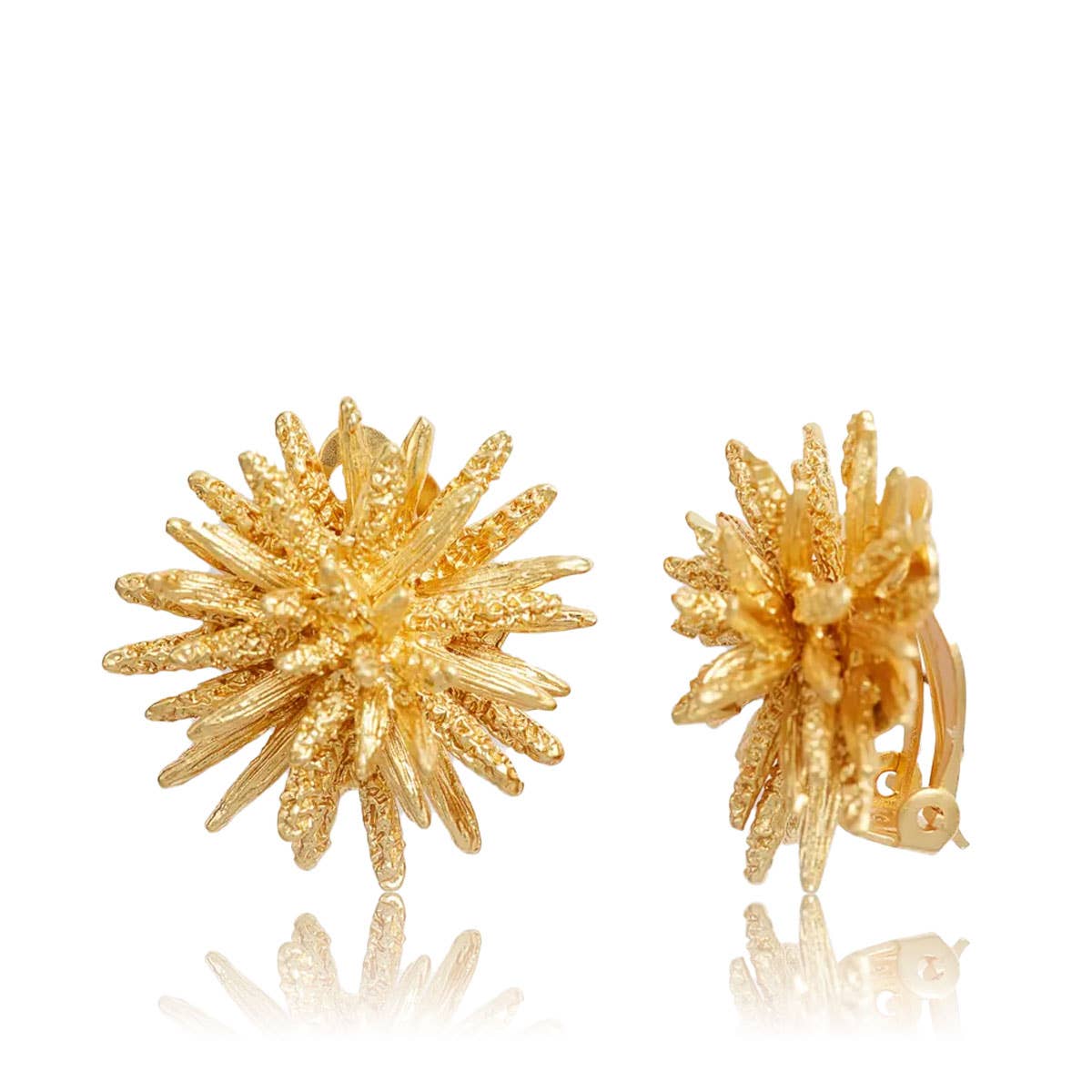 Starburst Clip-On Earrings - 24K Gold Plated