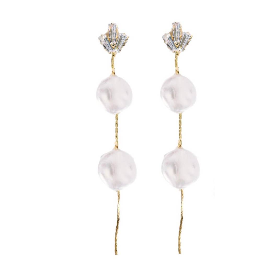 Pearl and Diamond Statement Drop Earrings