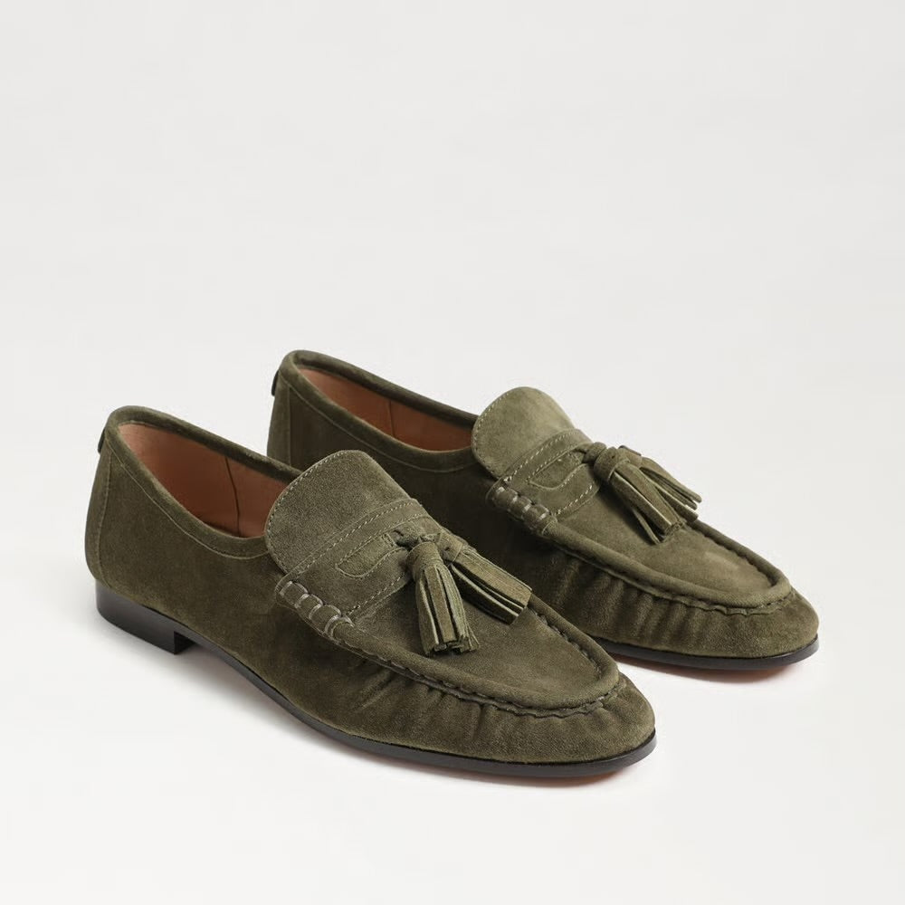 Lana Tassel Loafer in Olive Branch Suede