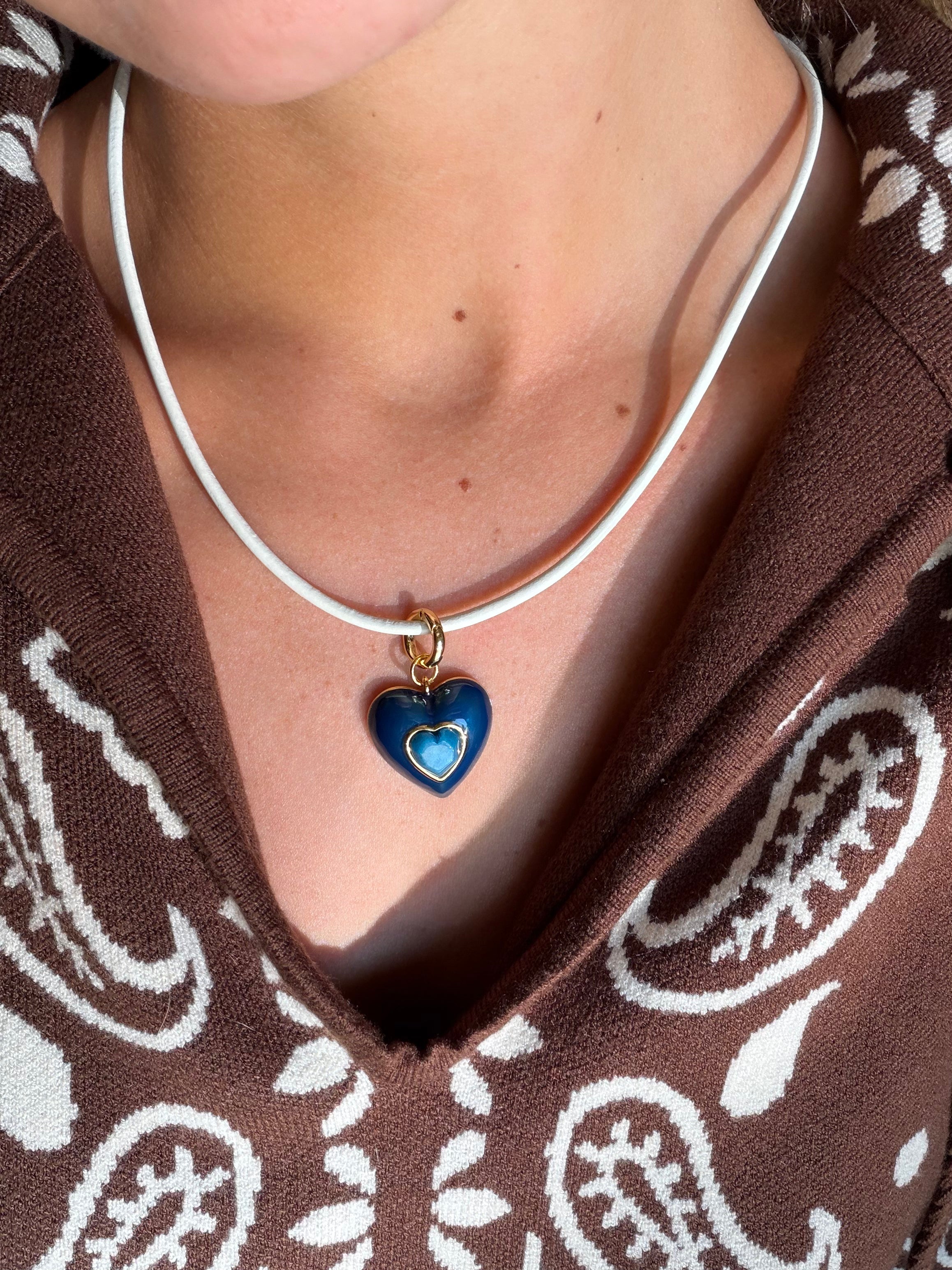 Aurora Pendant Necklace with Navy Heart