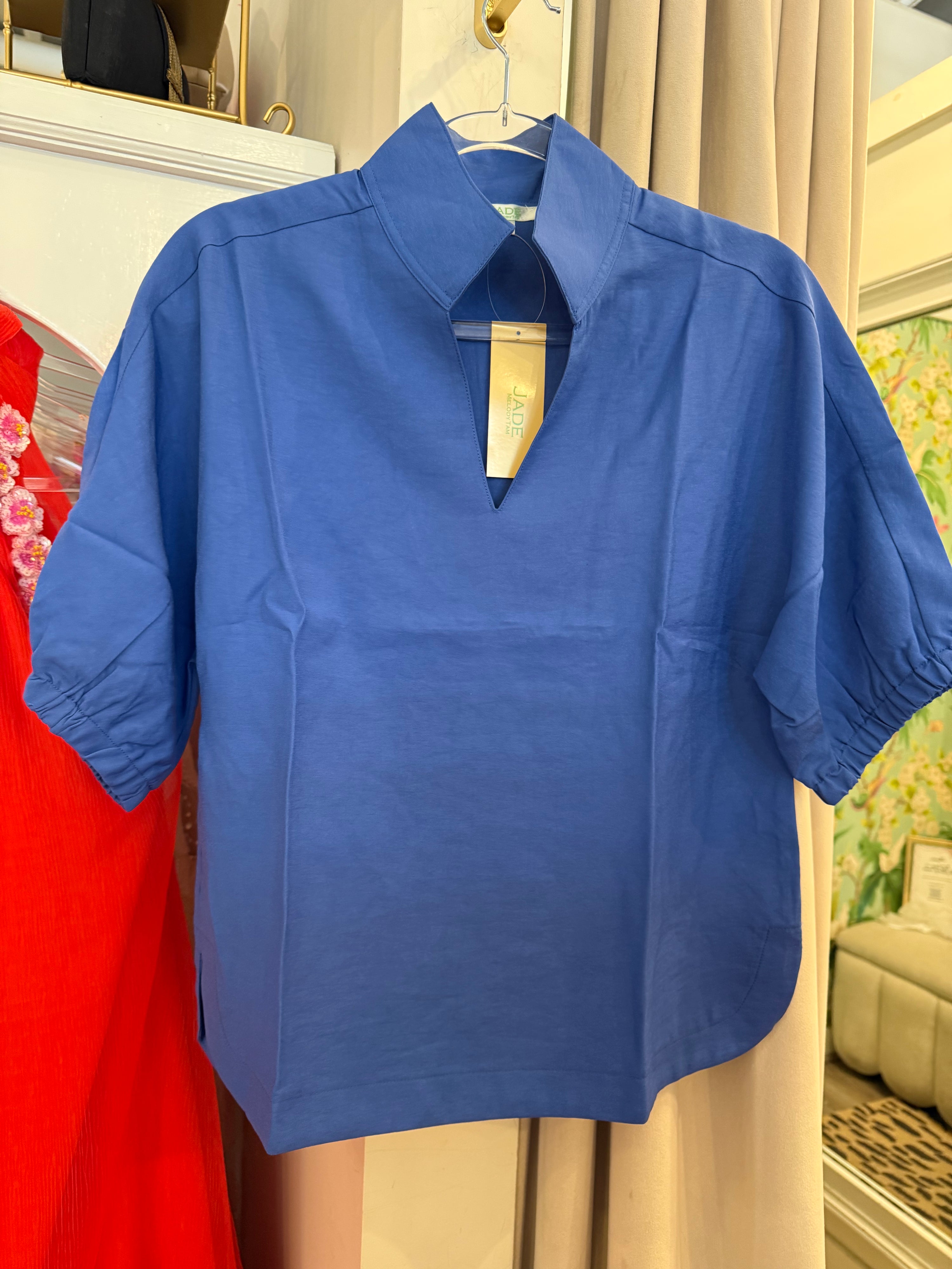 Collar Top in Royal