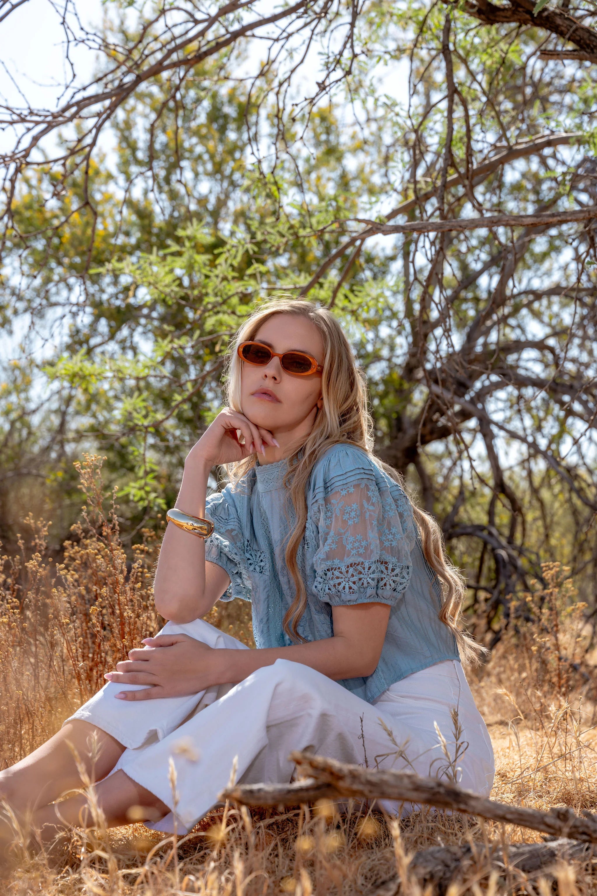 Sheila Top in Blue Bird Dobby