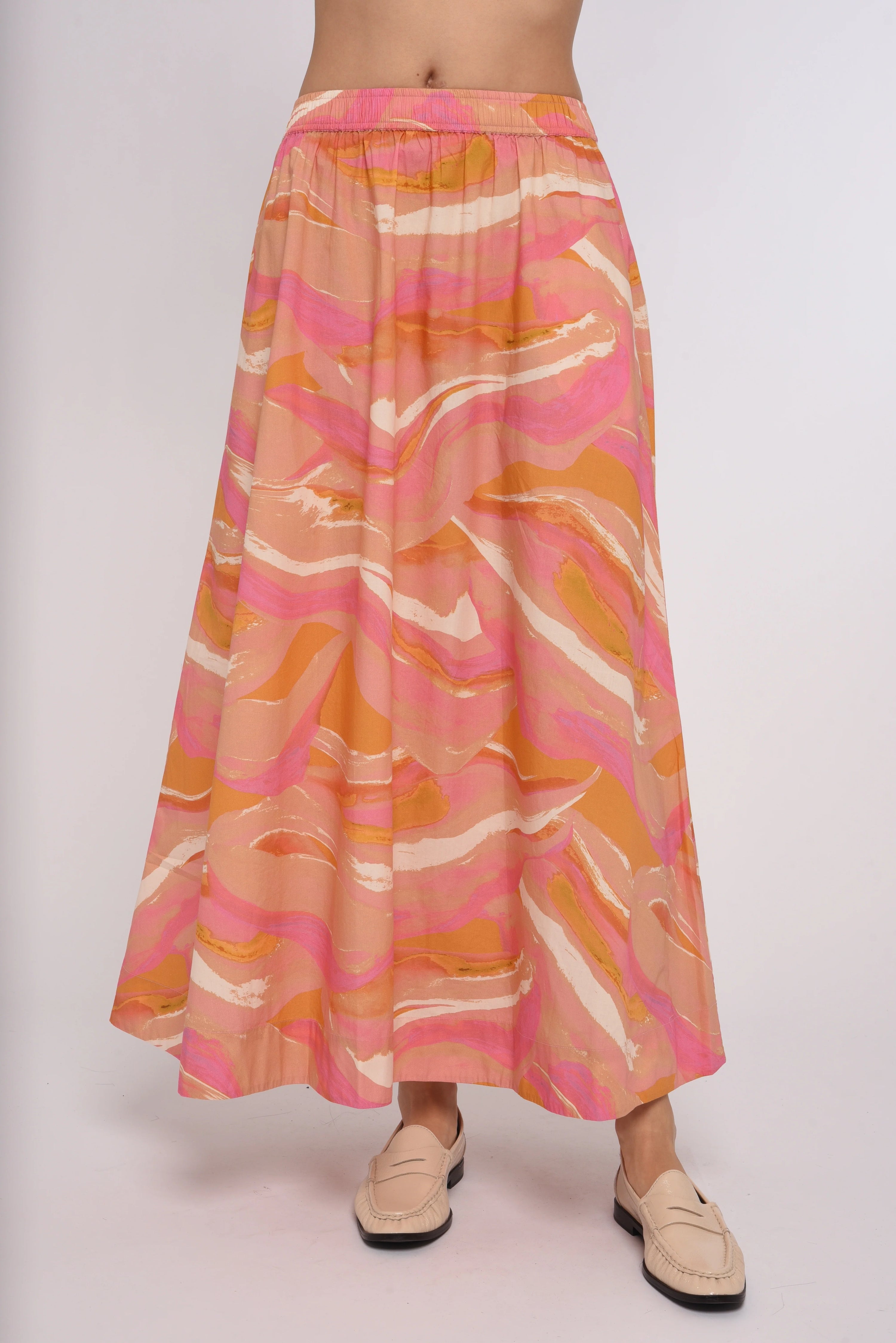 Porto Maxi Skirt in Pink Reverie Print