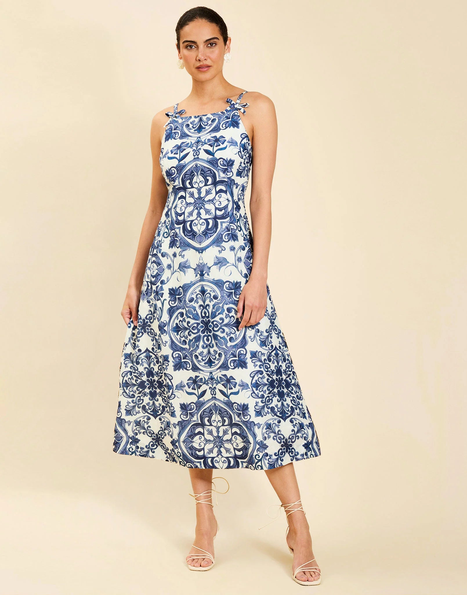 Ladera Midi Dress in Azulejo Navy