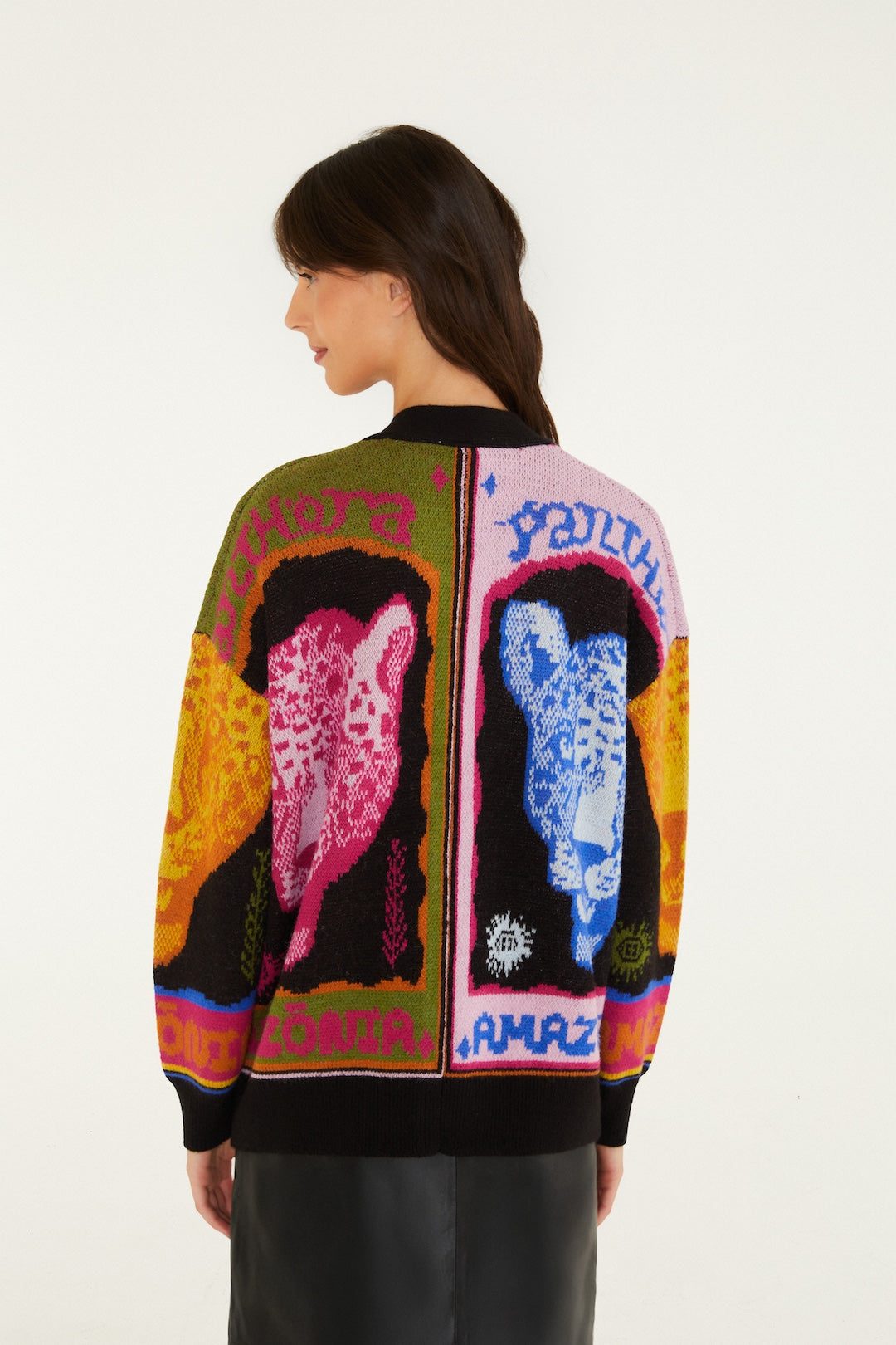 MULTICOLOR PANTHERS BLACK KNIT CARDIGAN