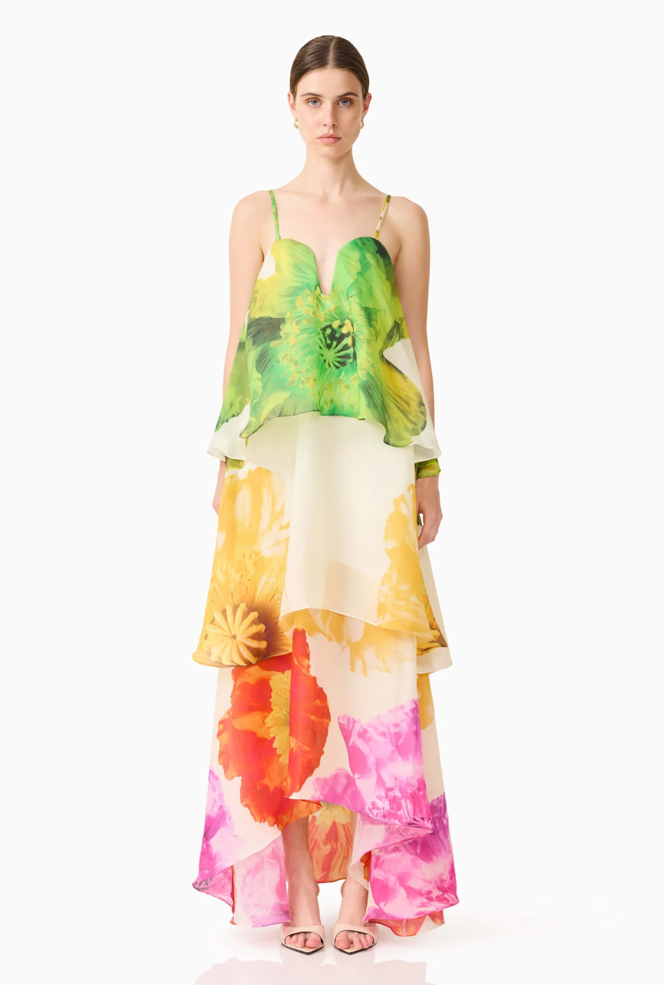 Lilia Tiered Gown in Floral Multi