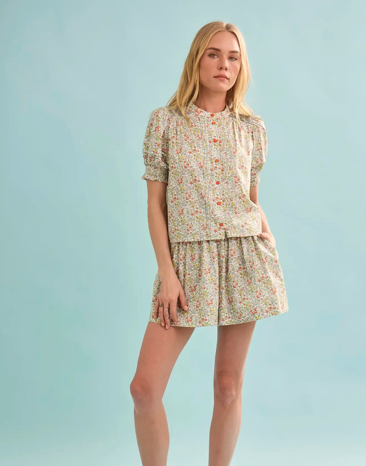 Hartley Top in Coral Multi