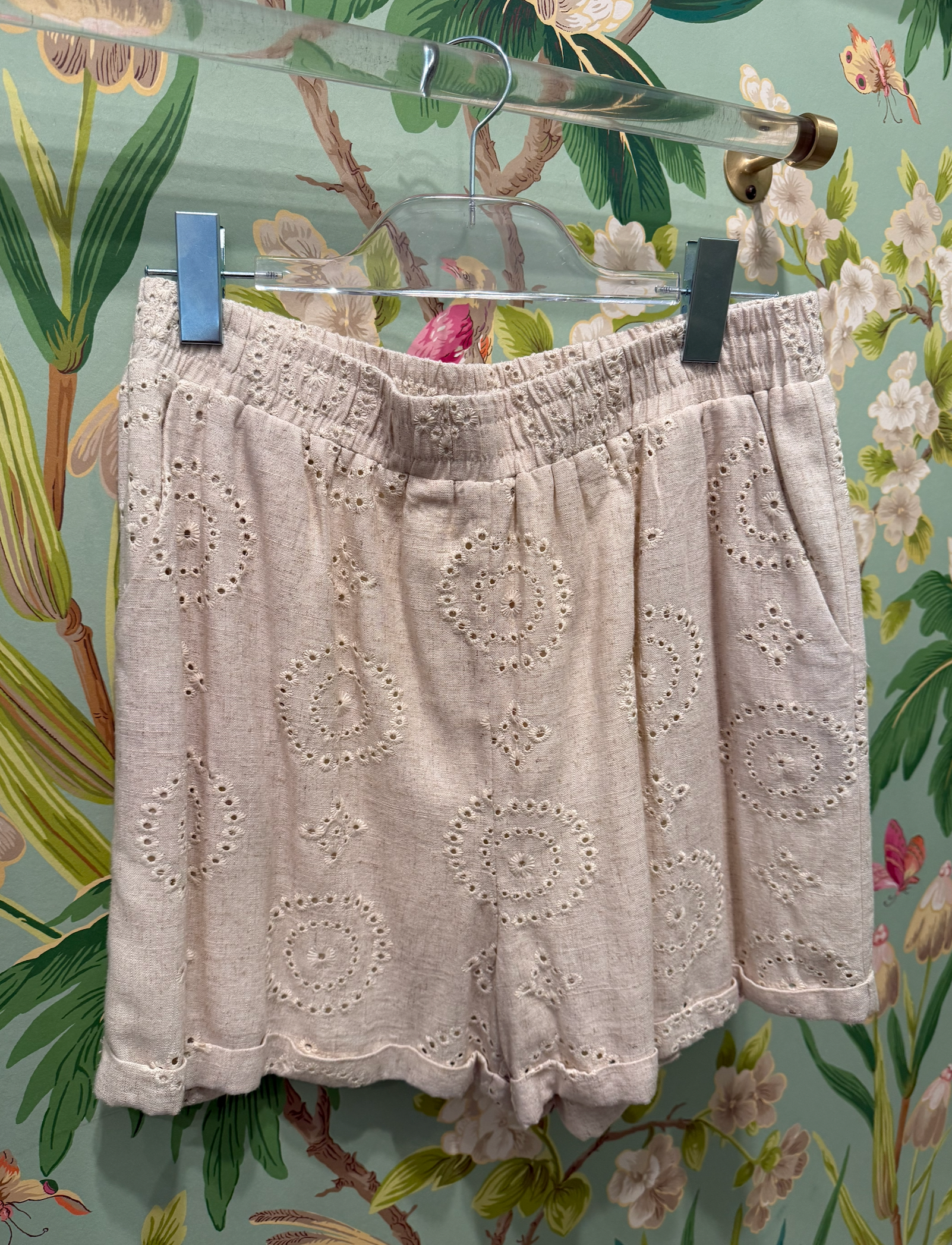 Light Sand Embroidered Shorts