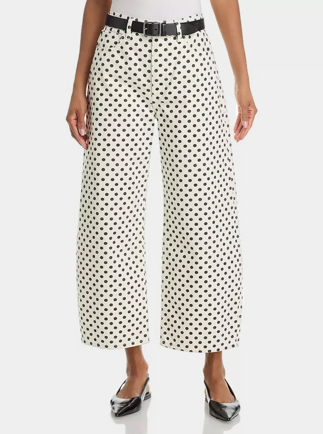 The Bow Crop in White Polka Dot