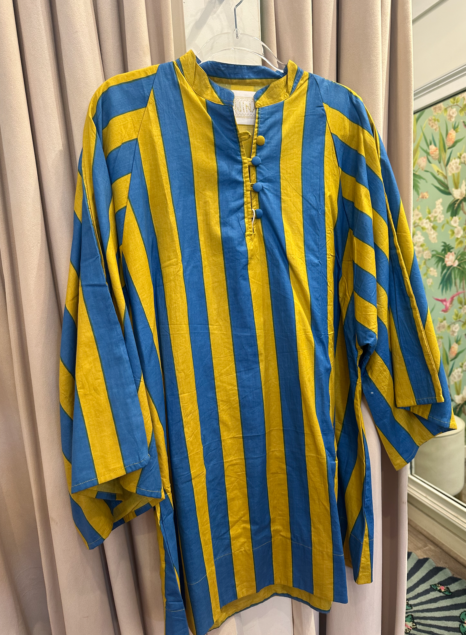 Riviera Caftan Stripes - Blue + Chartreuse - ONE SIZE