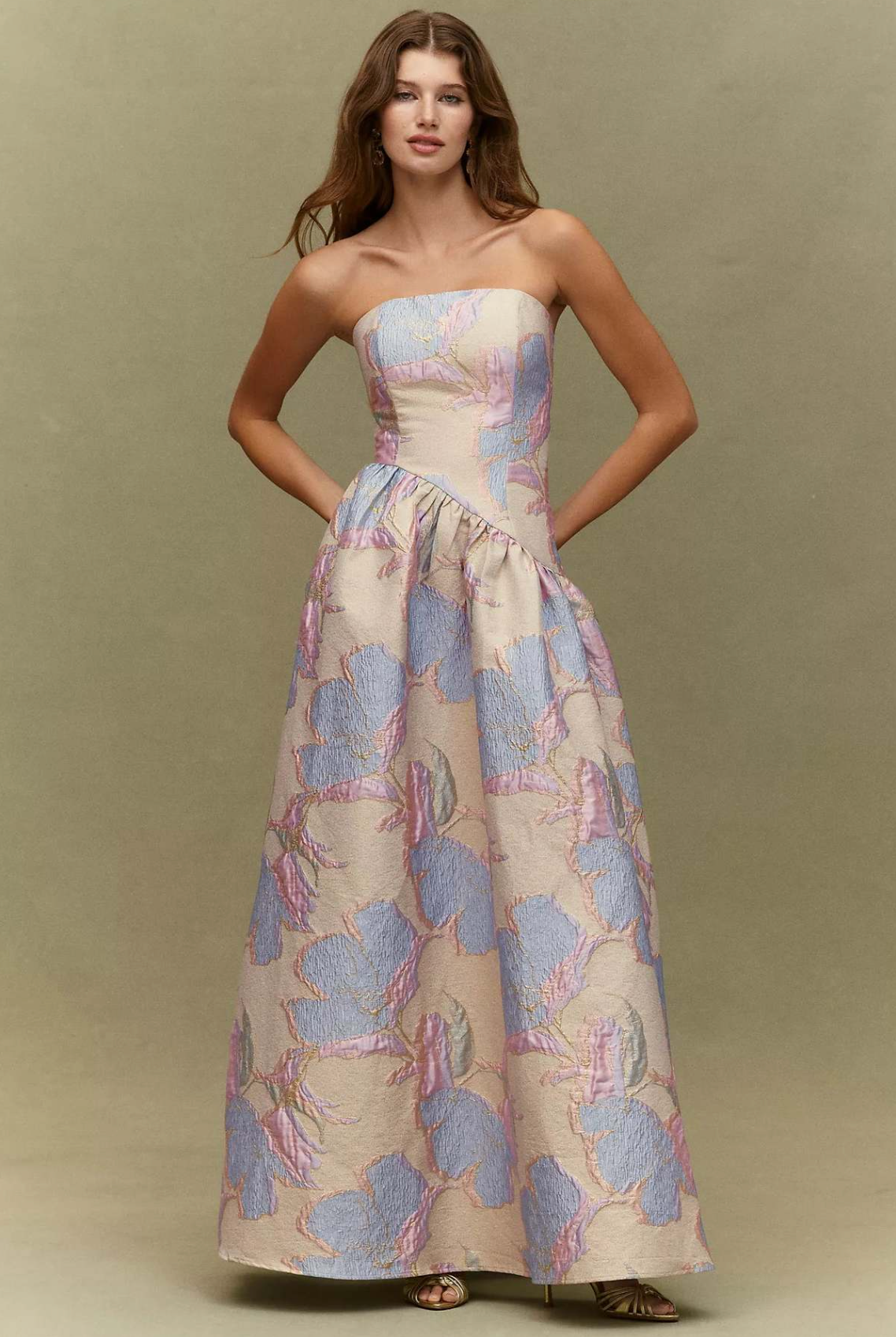Marlene Asymmetrical Gown Gold Multi