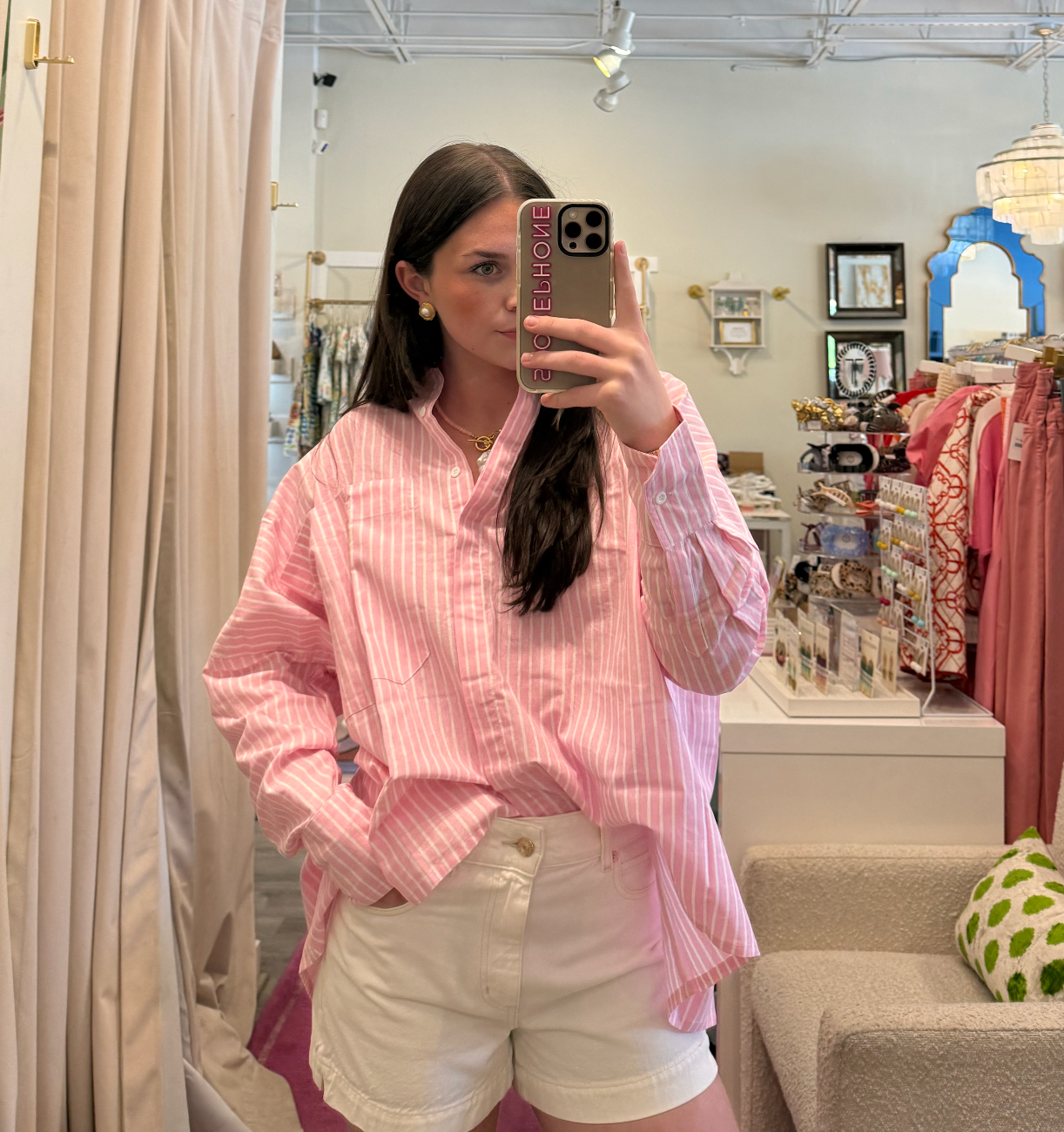Printed Cate Shirt - One Size - Linen