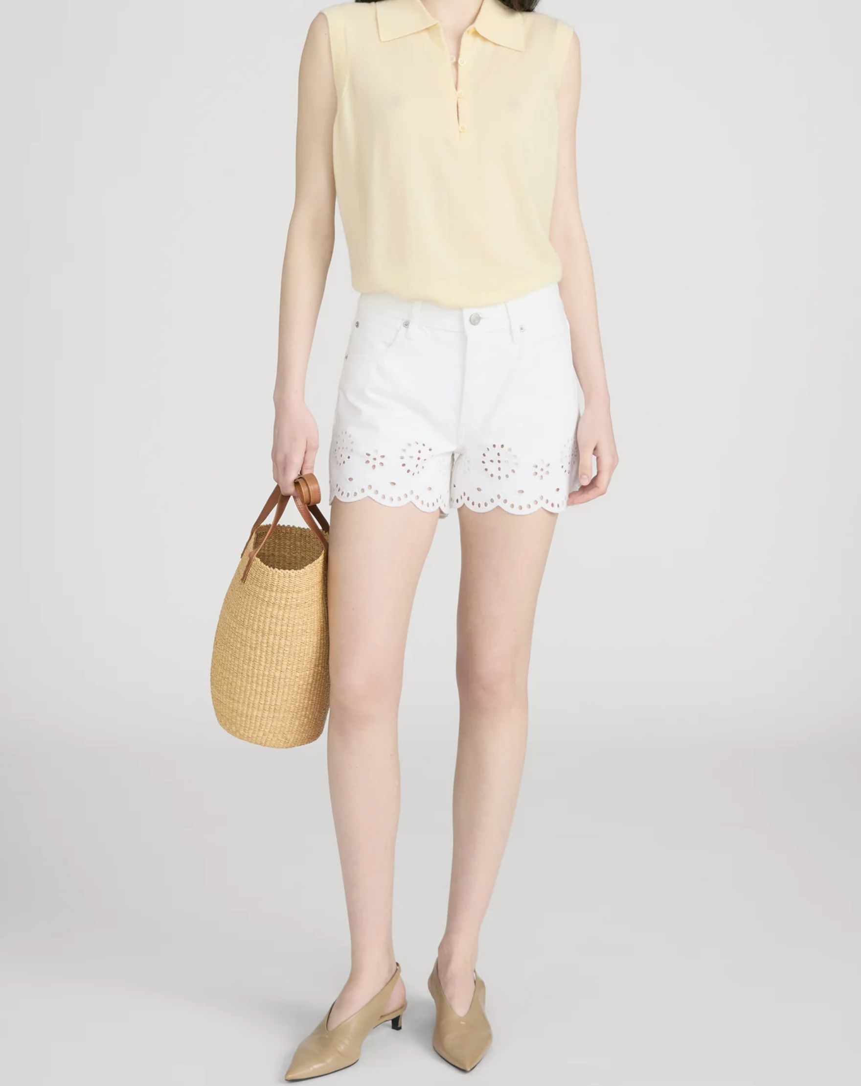 The Eyelet Hang Short Long in White