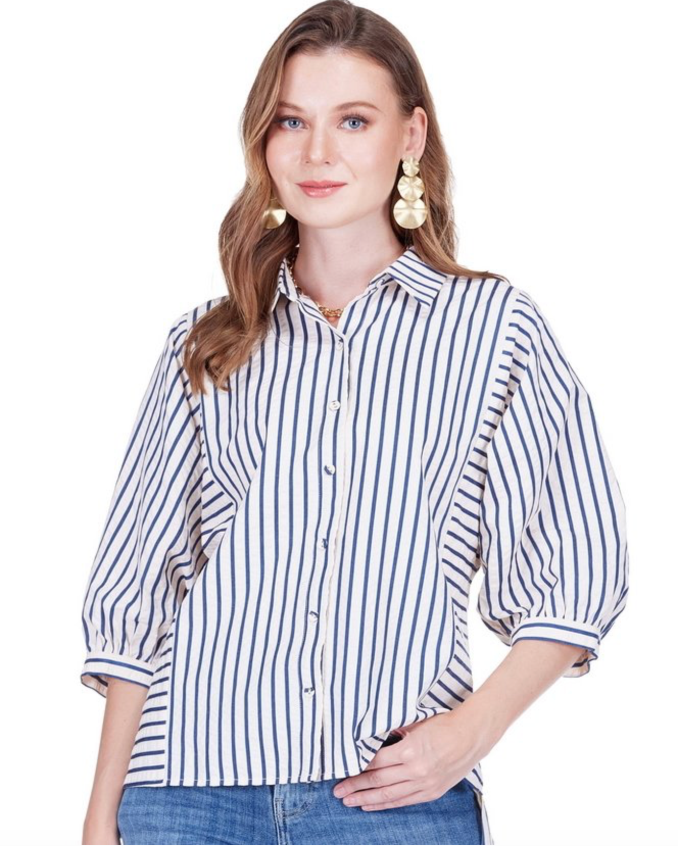 Batwig Blouse in Stripe