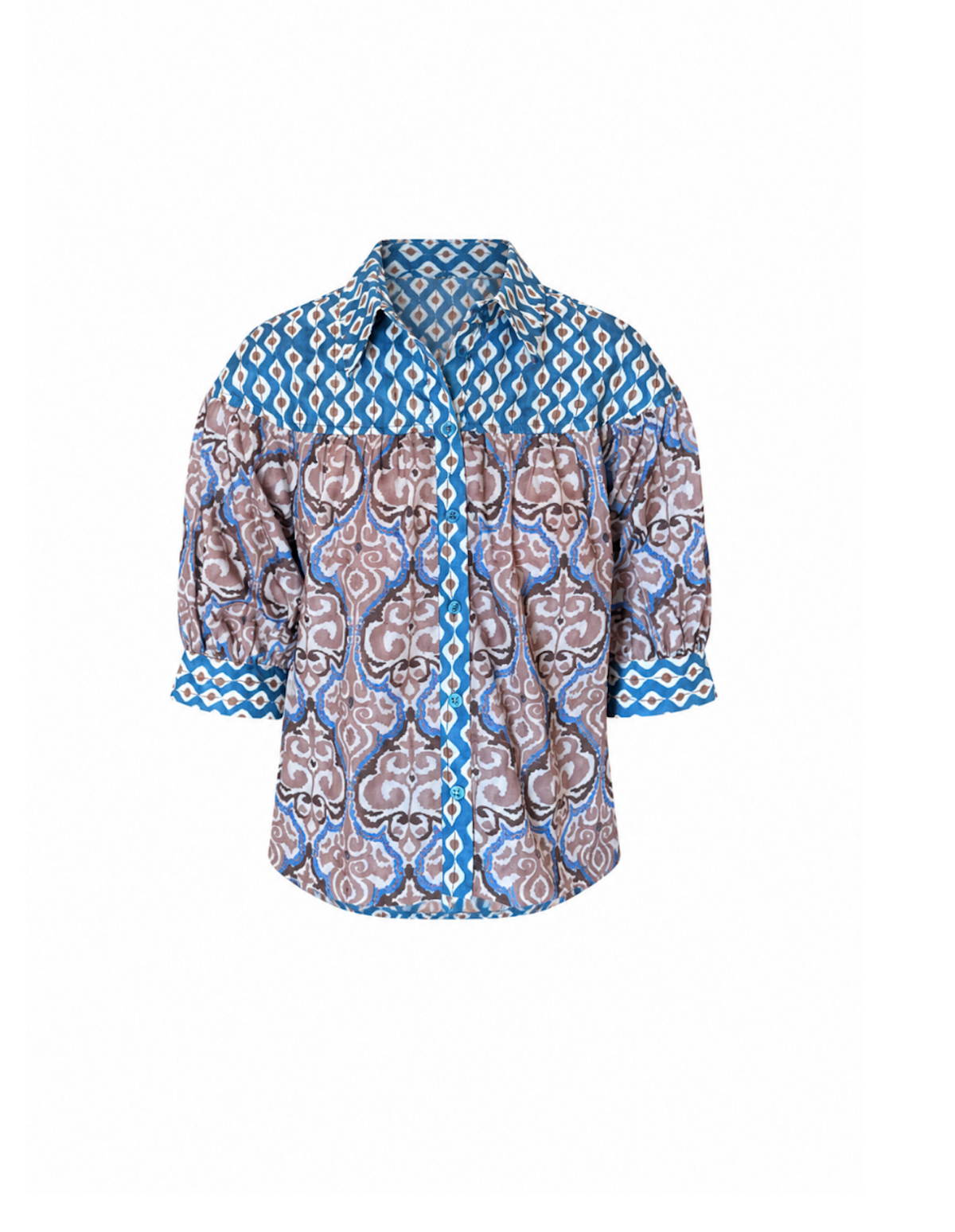 Round Yoke Blouse in Persian Gate