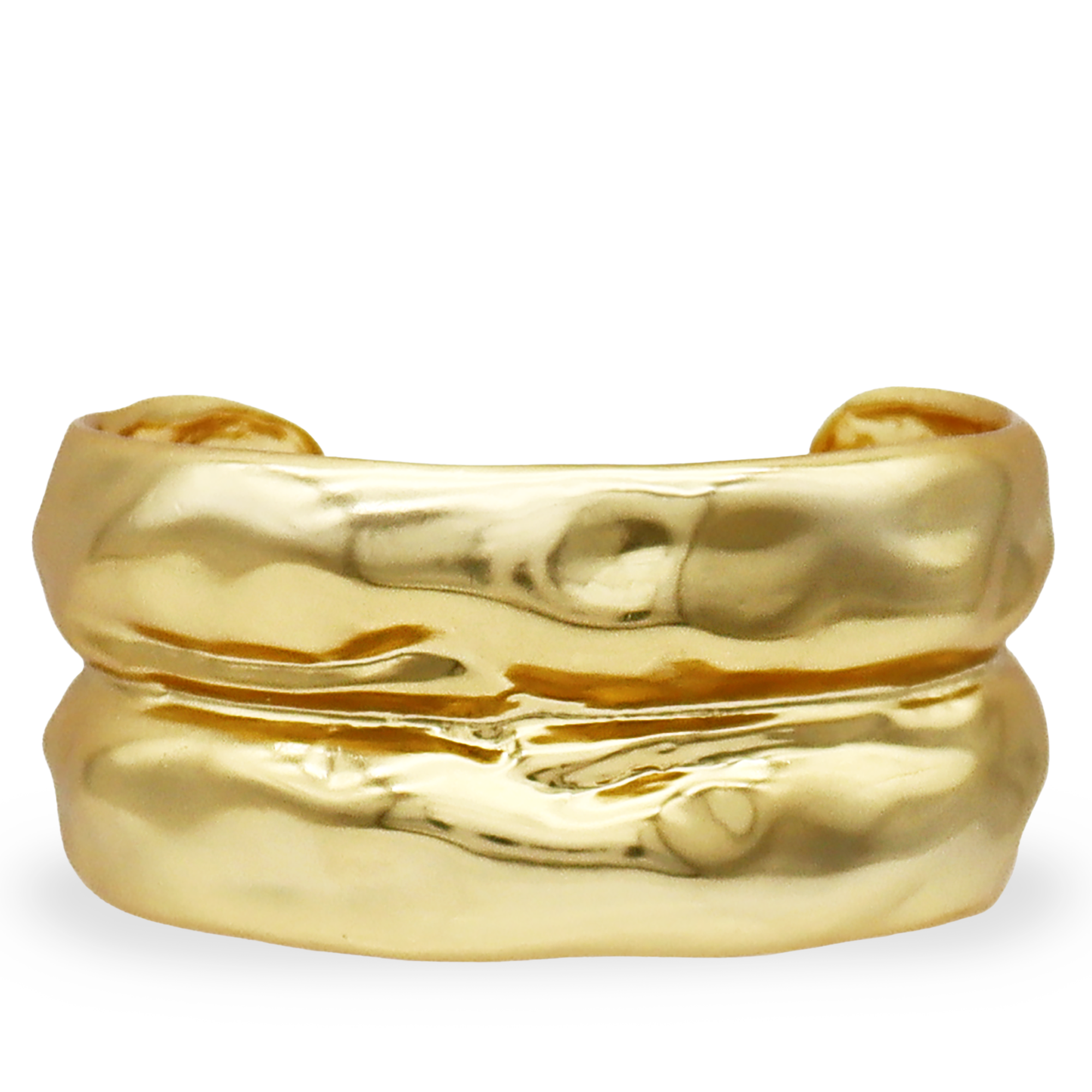 Bubble Textured Two Row Cuff - 24K Gold Plated