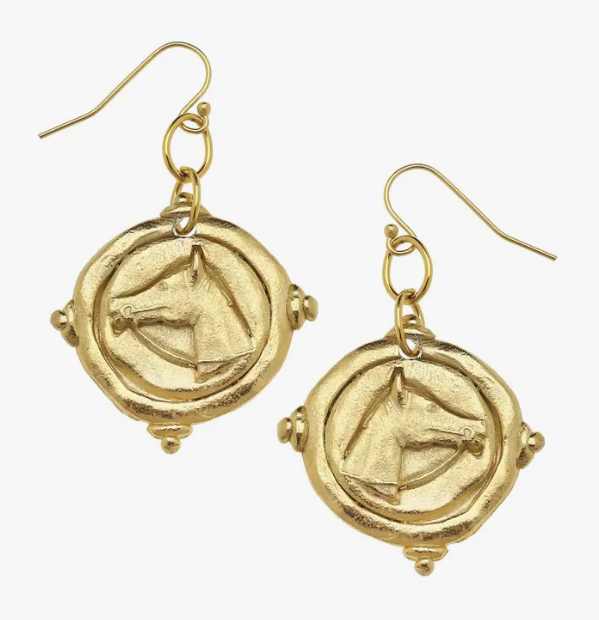 Gold Horse Head Earrings