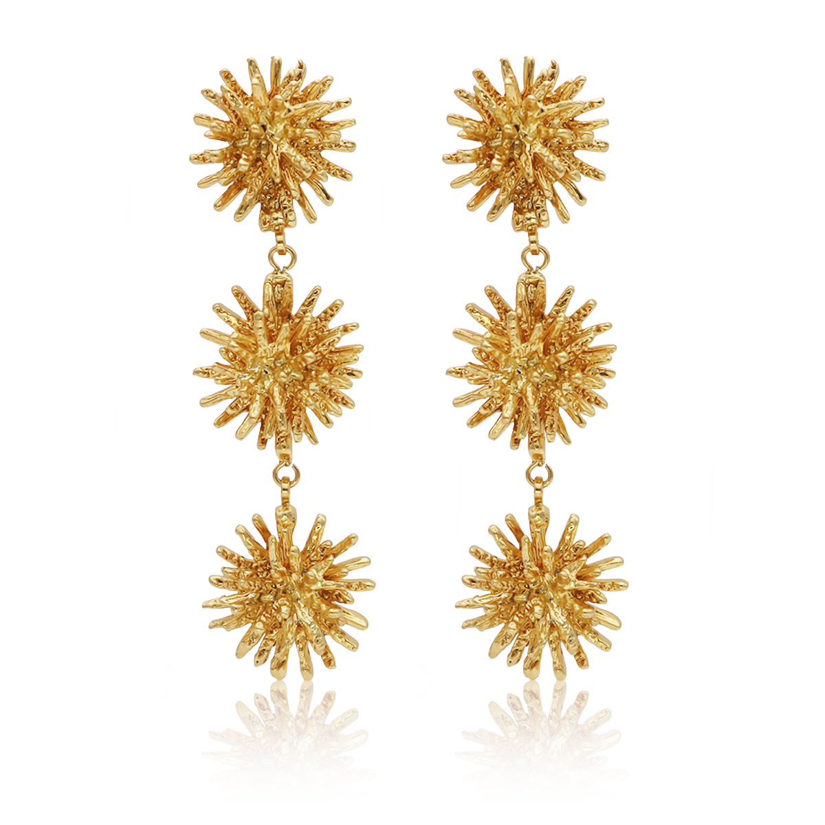 Starburst Cluster Linear Earrings - 24K Gold Plated