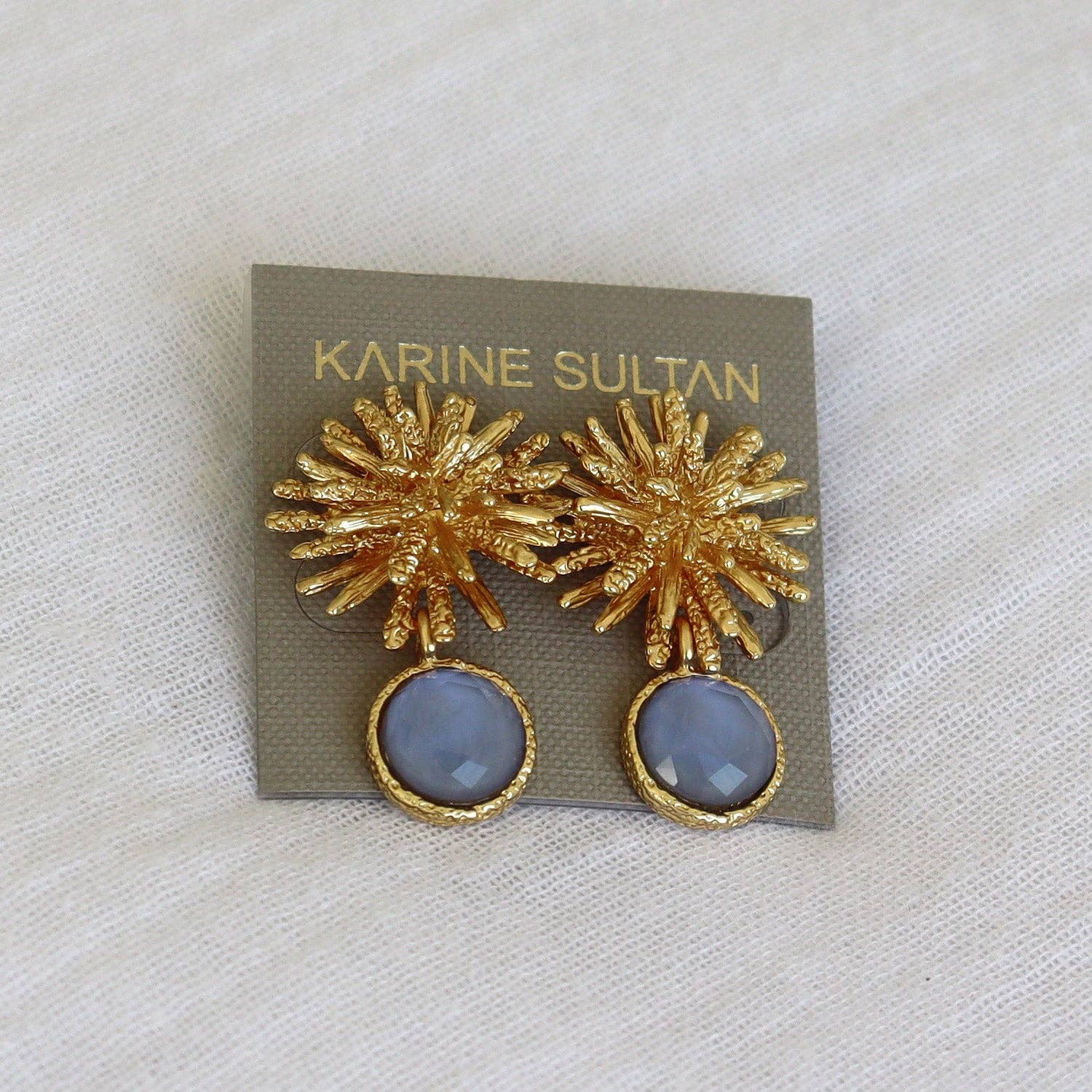 Starburst x Gem Drop Earrings - 24K Gold Plated