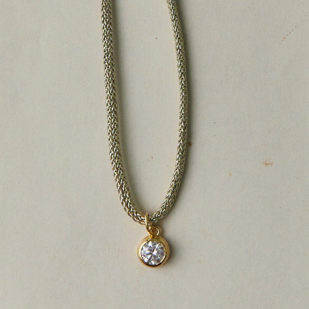 Gold Lurex Necklace Cord with Bezel