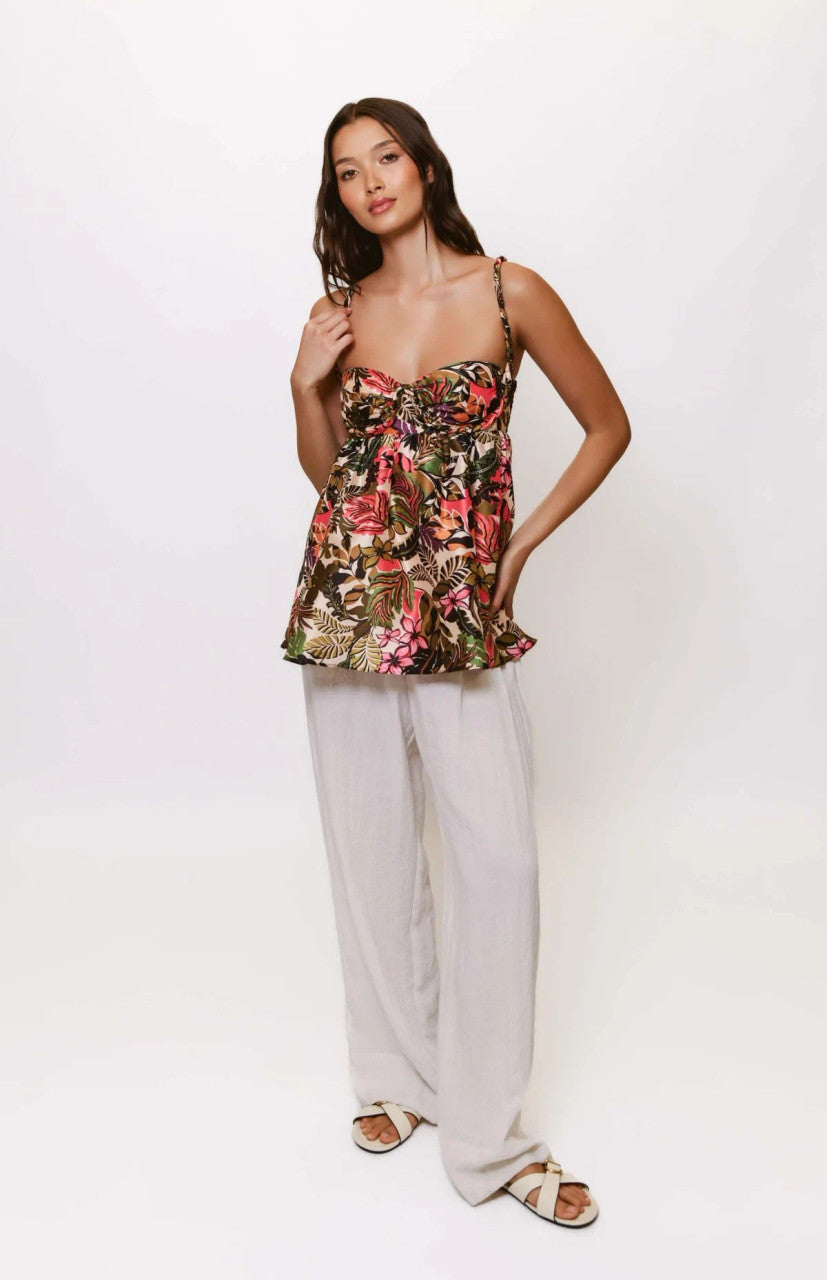 Nivy Babydoll Top in Moody Tropical